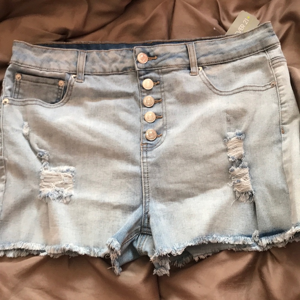 Light blue jean shorts